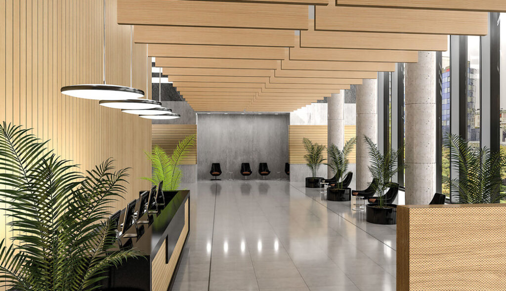 Simple and effective acoustic panels in a lobby